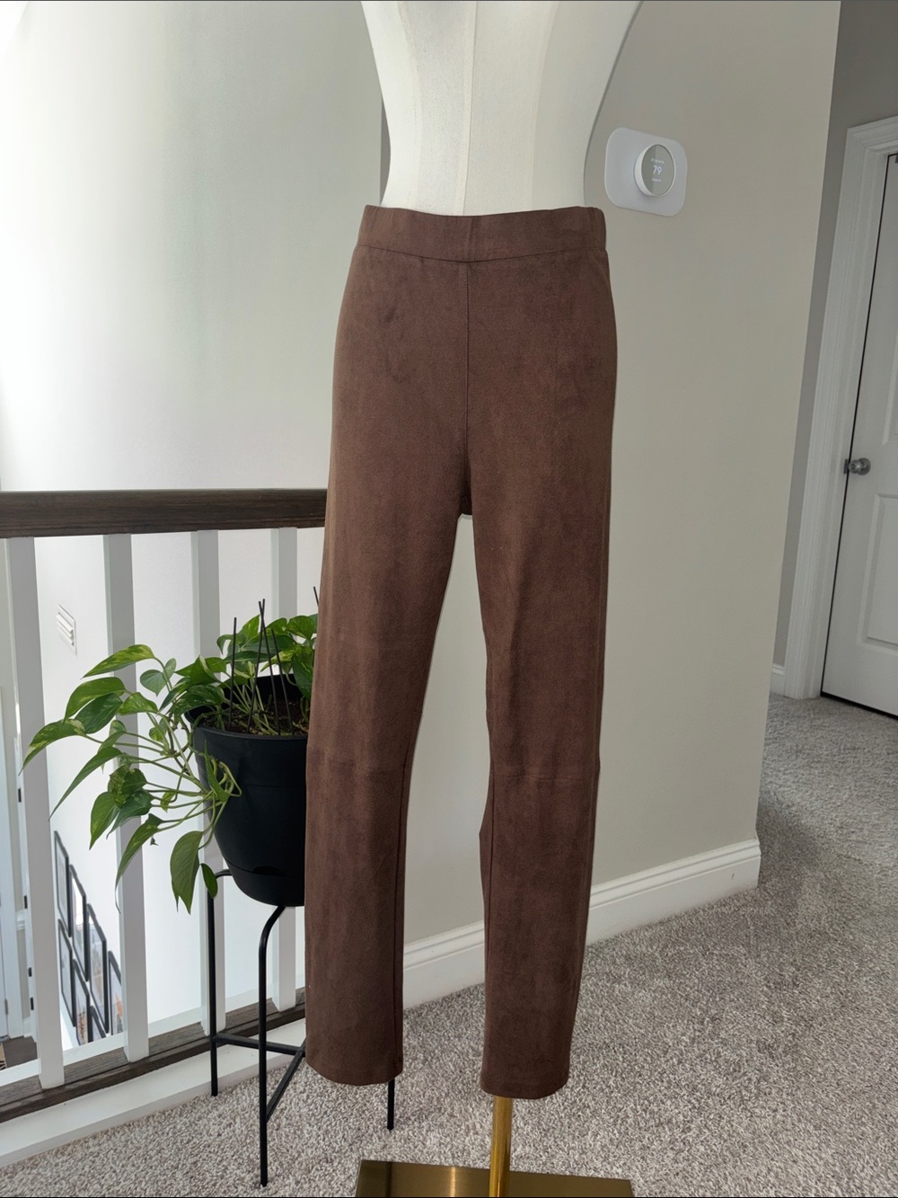 Brown Women’s Suede Slim Pull-On Pants